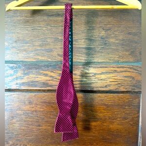Silk Bow Tie from the Tie Bar - Maroon with White Polka Dots - Only worn once!